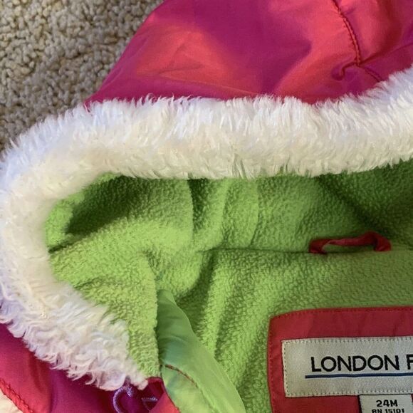 London Fog Infant Toddler Girls Jacket 24M Hooded Pink Zip Up Warm EUC - Picture 6 of 12